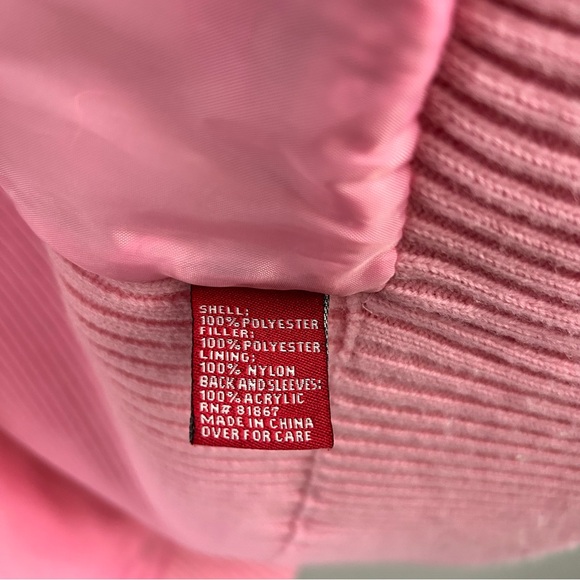 J.J. Basics Y2K Bubblegum Pink Quilted Ribbed Knit Full Zip Sweater Jacket Sz XL - Picture 7 of 7